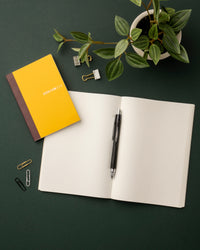 Hobonichi Plain Notebook (A6), Yellow, with Jetstream RT, Black 0.7mm, Ballpoint Pen