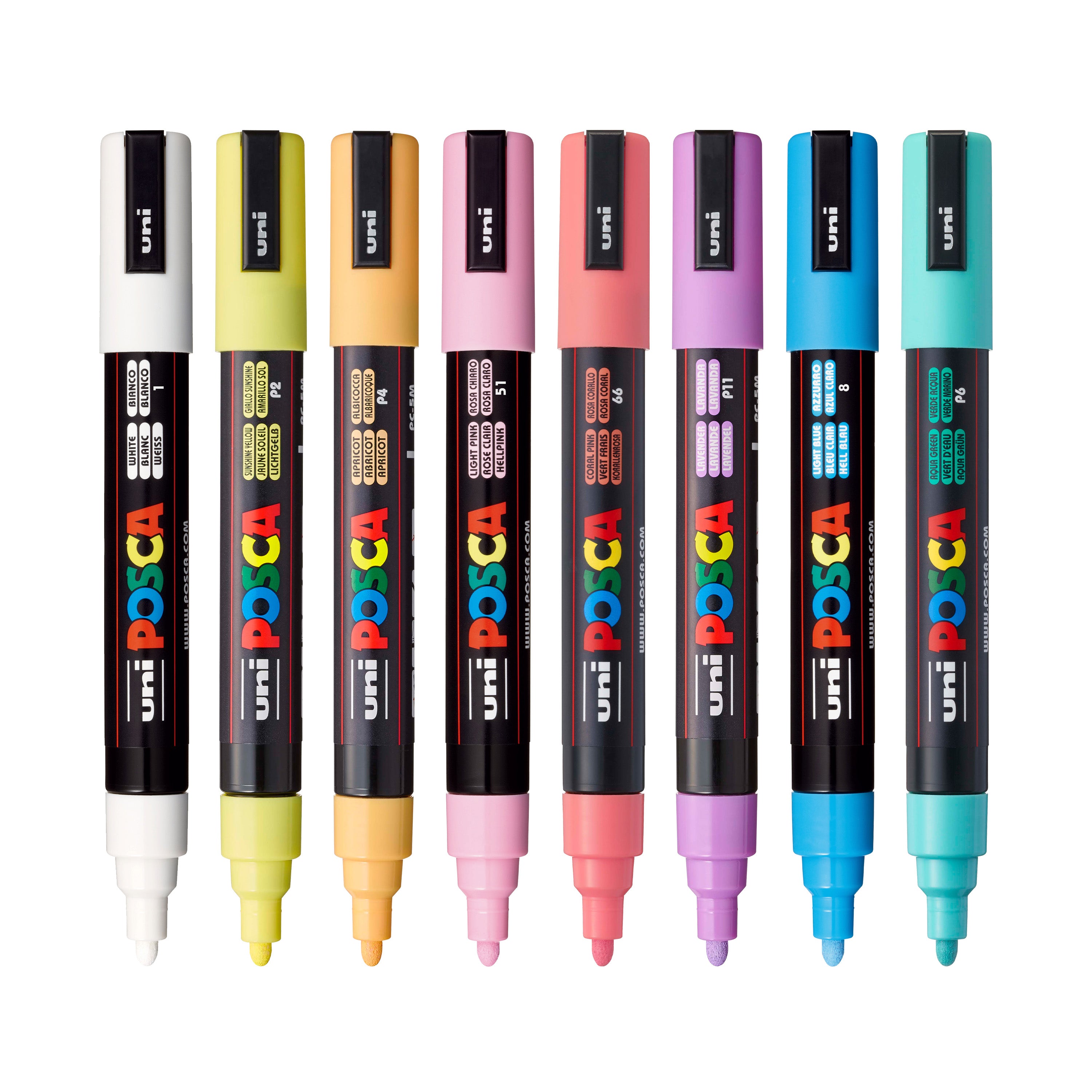 uni® POSCA® PC-5M, Soft Colors Water-Based Paint Markers (8 Pack)