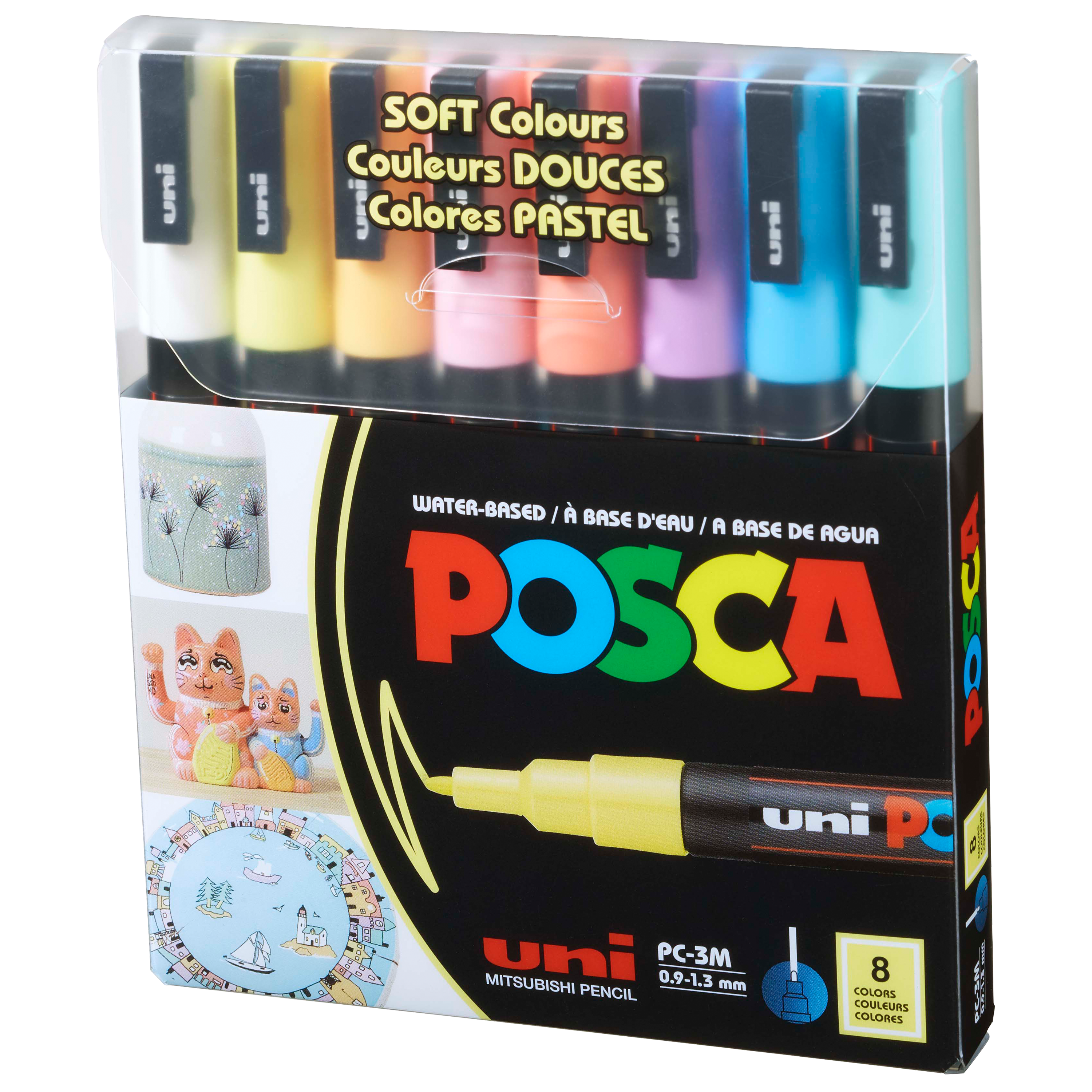 uni® POSCA® PC-3M, Soft Colors Water-Based Paint Markers (8 Pack)