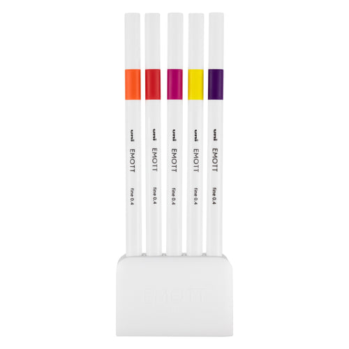 uni® EMOTT, Fine Line Marker Pens, Passion 5 Color Set