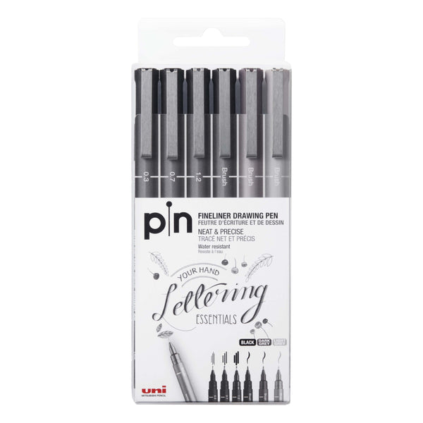 uni® Pin, Fine Line Drawing Pens (6 Pack)