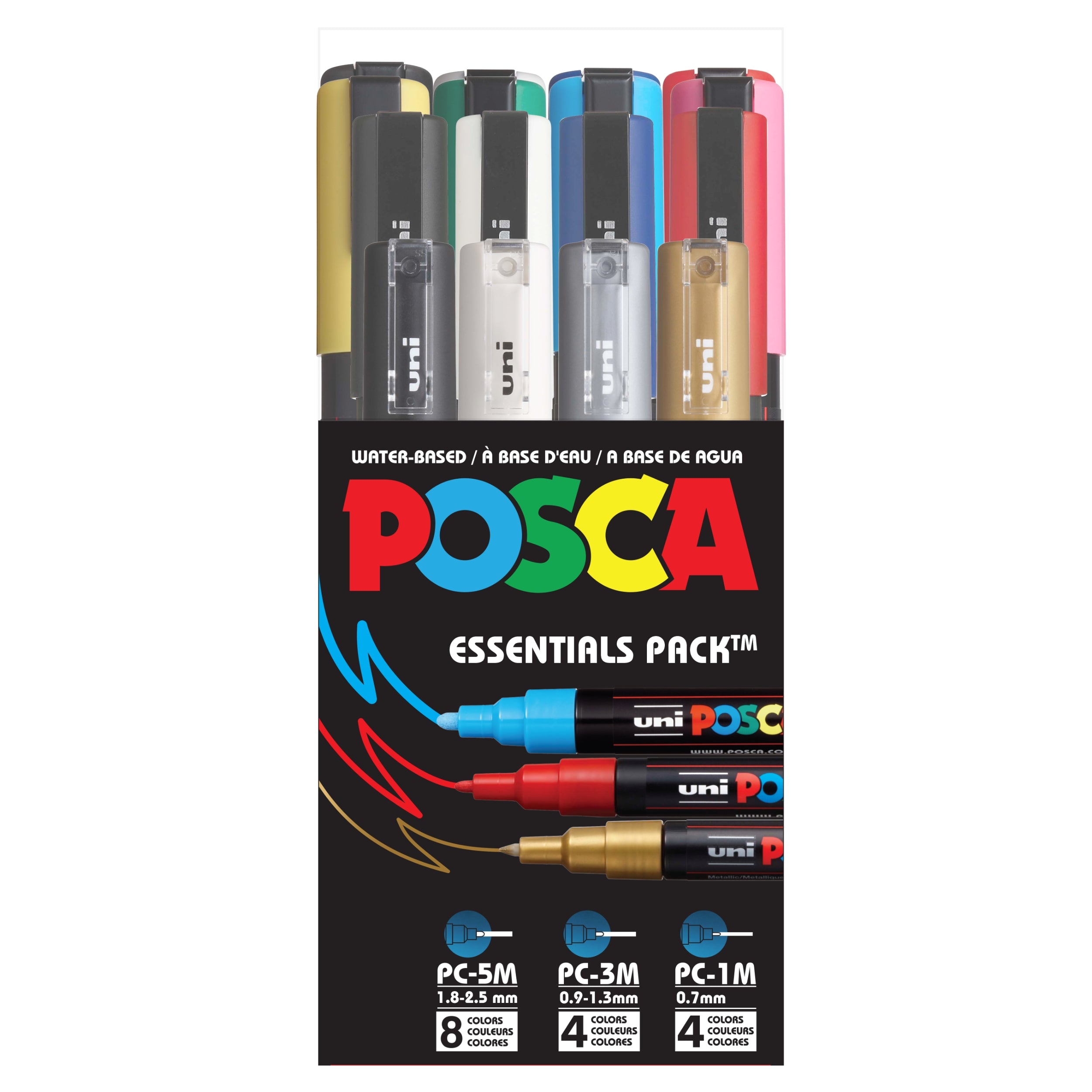 uni® POSCA® Essential Pack, PC-MIX A 16P, Water-Based Paint Markers (16 Pack)